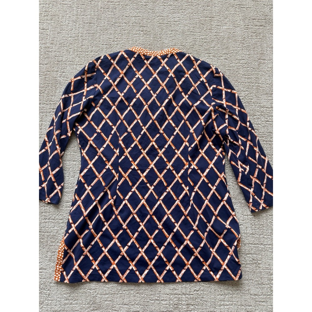J.McLaughlin Womens Blue Orange Bamboo Lattice Catalina Cloth Top Tunic XL - Picture 6 of 8
